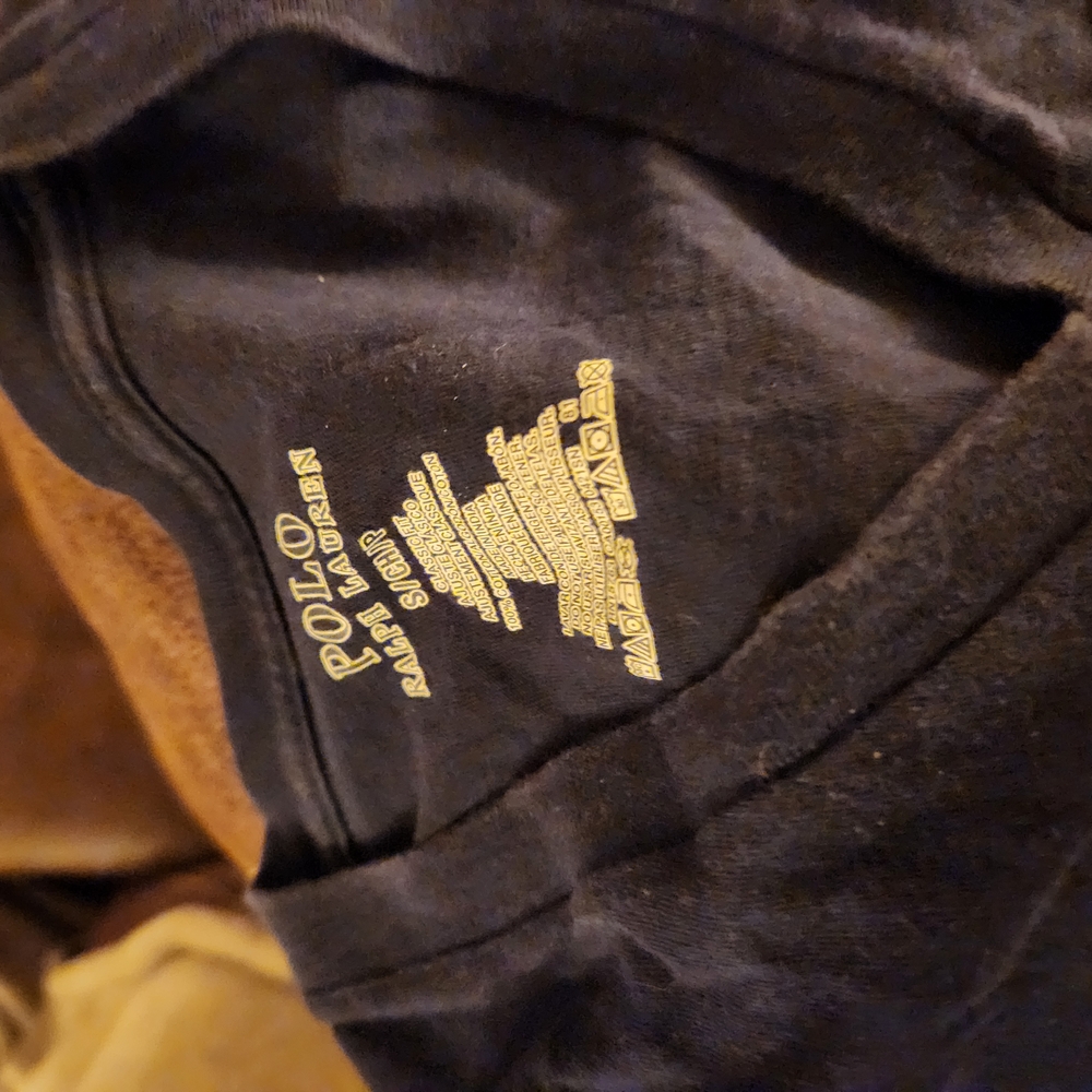 Black, Navy, And Grey, Polo Ralph Lauren Tee with Yellow Detail